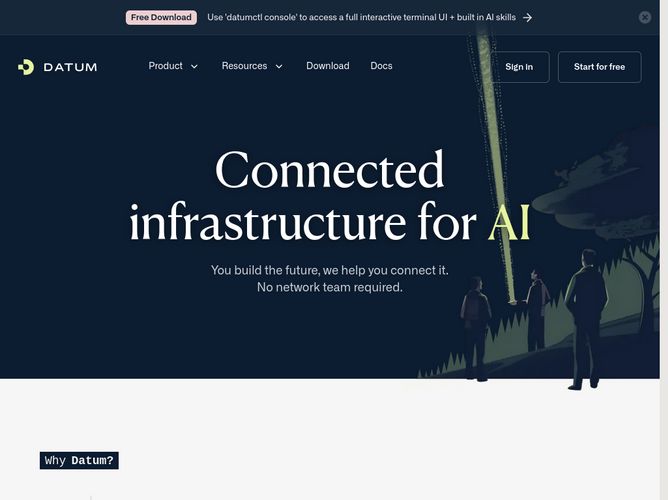 The website screenshot for https://datum.net