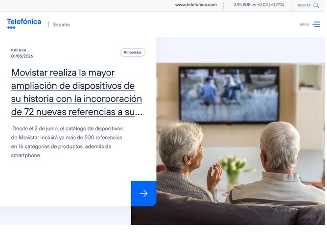 The website screenshot for http://www.telefonica.es/