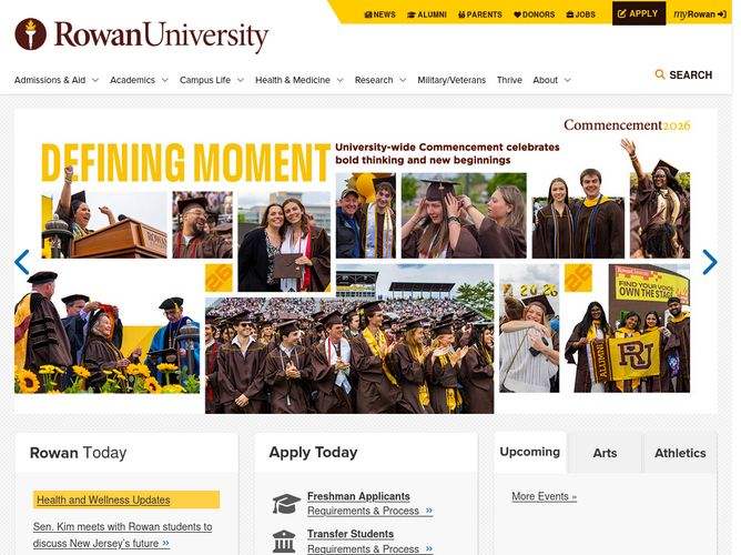 The website screenshot for http://rowan.edu