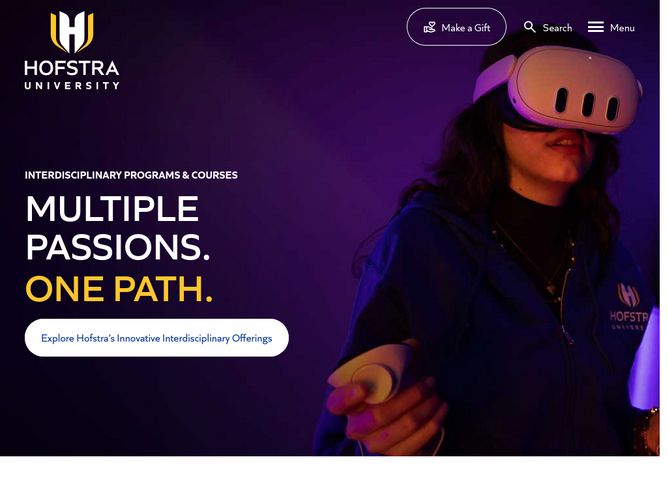 The website screenshot for http://hofstra.edu