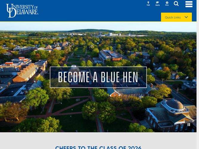 The website screenshot for http://udel.edu
