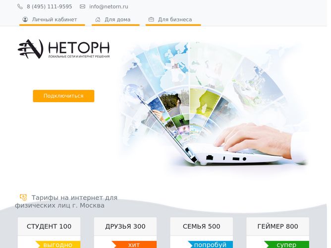 The website screenshot for http://www.netorn.ru