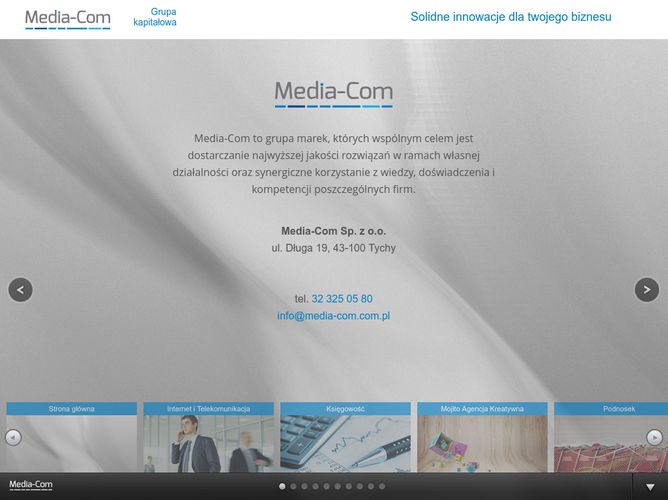 The website screenshot for http://www.media-com.com.pl/