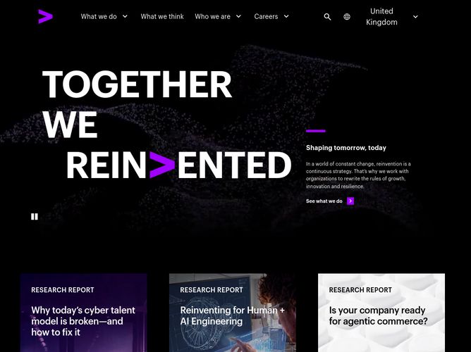 The website screenshot for http://accenture.com