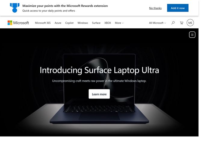 The website screenshot for http://microsoft.com