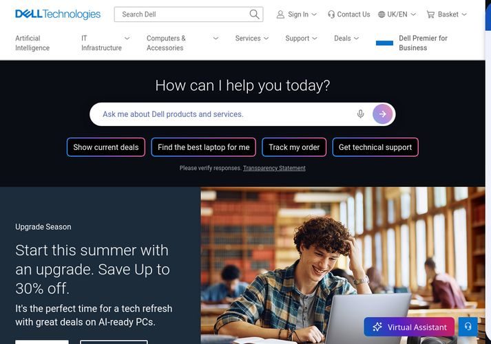 The website screenshot for http://dell.com