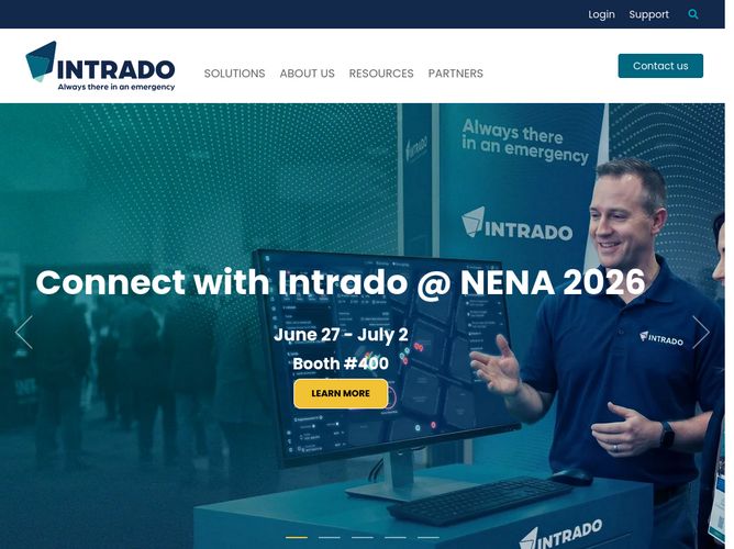 The website screenshot for http://intrado.com