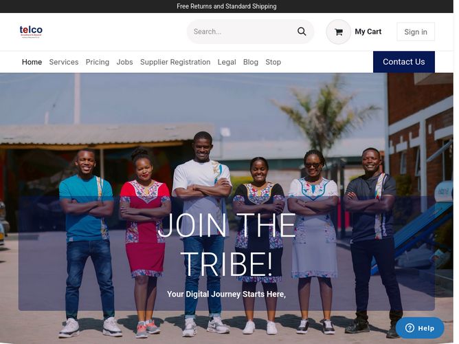 The website screenshot for http://www.telco.co.zw