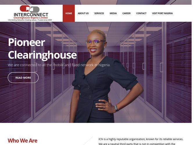 The website screenshot for https://www.interconnectnigeria.com