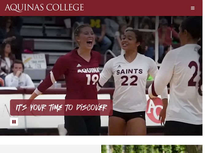 The website screenshot for http://aquinas.edu