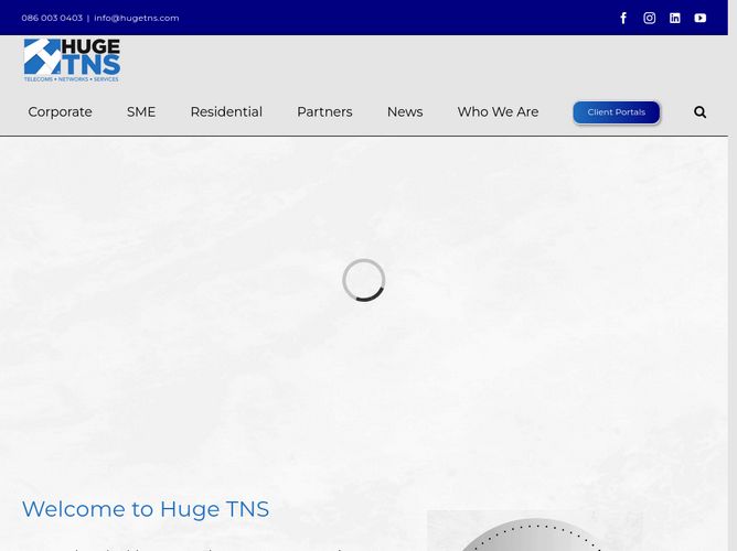 The website screenshot for https://hugetns.com/