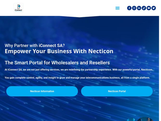 The website screenshot for http://www.iconnectsa.co.za/