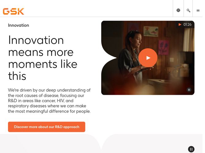 The website screenshot for http://gsk.com