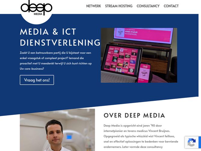 The website screenshot for https://deepmedia.nl