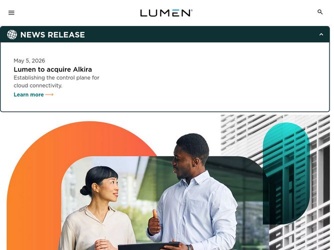The website screenshot for http://lumen.com