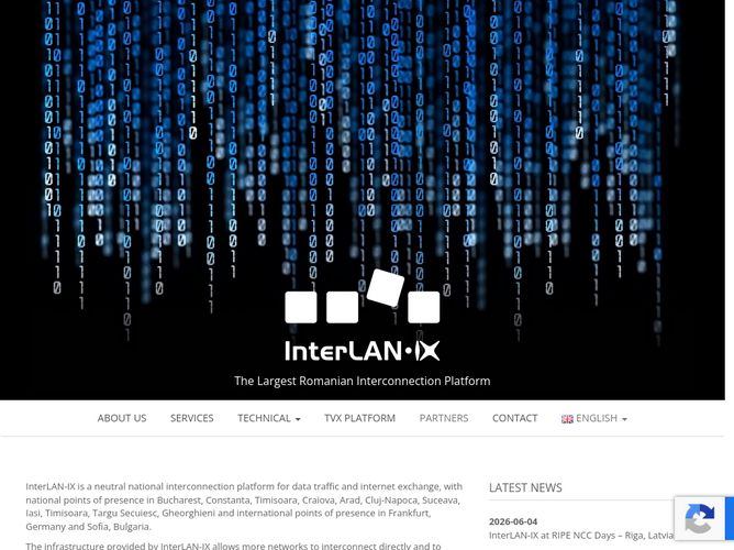 The website screenshot for https://www.interlan.ro/en/homepage-en/
