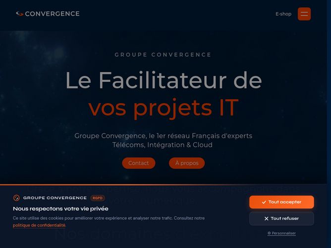 The website screenshot for https://www.groupe-convergence.com/