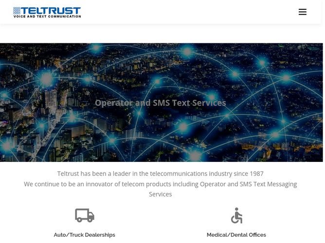 The website screenshot for http://www.teltrust.com