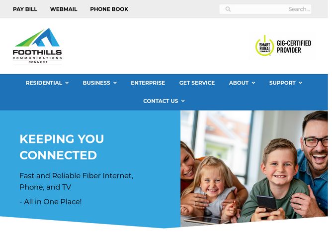 The website screenshot for http://www.foothills.net/