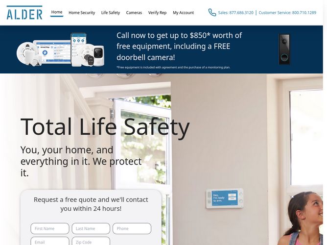 The website screenshot for http://alder.com