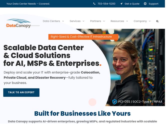 The website screenshot for http://datacanopy.com