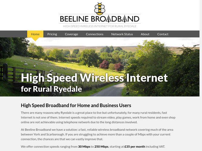 The website screenshot for https://www.beelinebroadband.net/