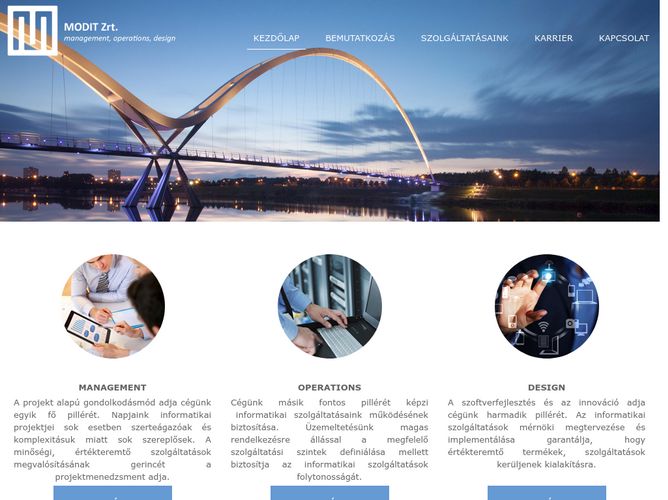 The website screenshot for http://www.modit.hu