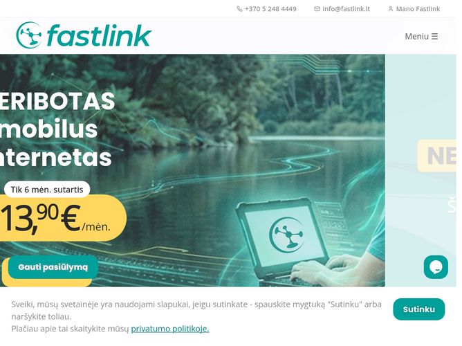 The website screenshot for http://www.fastlink.lt