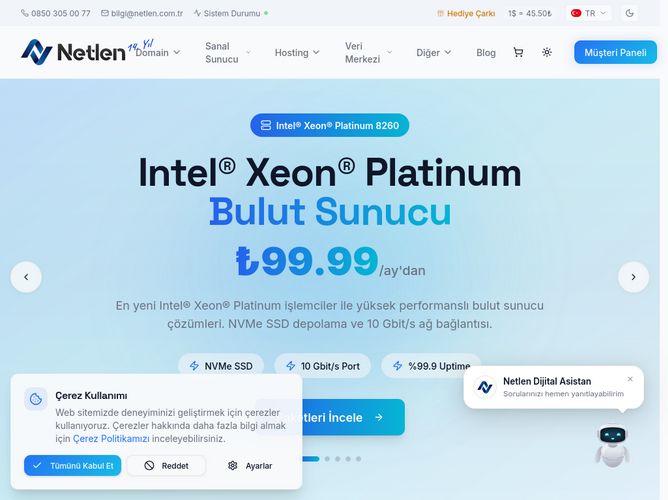 The website screenshot for https://netlen.com.tr