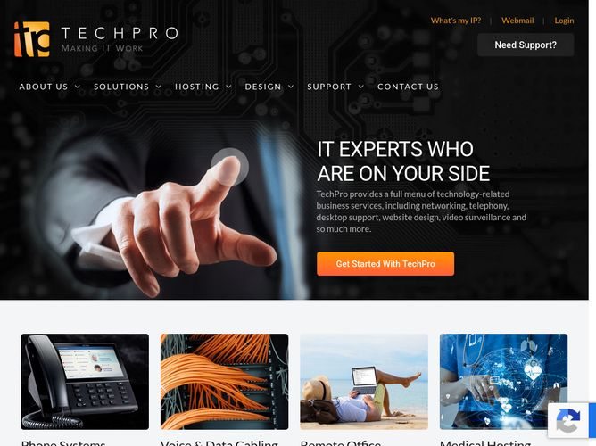 The website screenshot for http://techpro.com