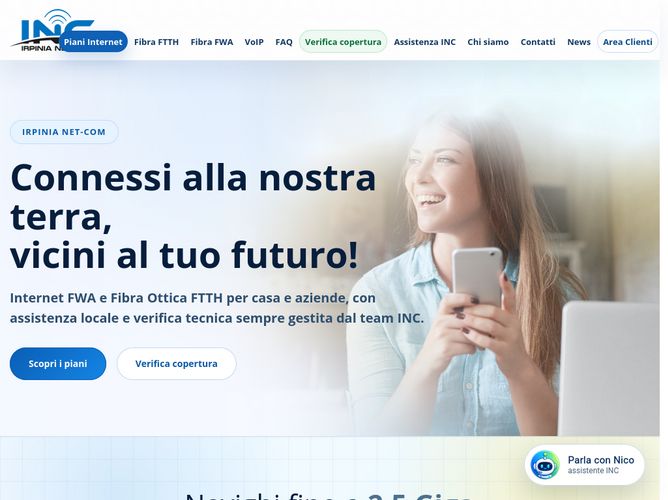 The website screenshot for http://www.irpinianetcom.it