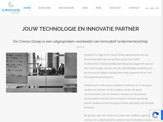 The website screenshot for https://cronos-groep.be/
