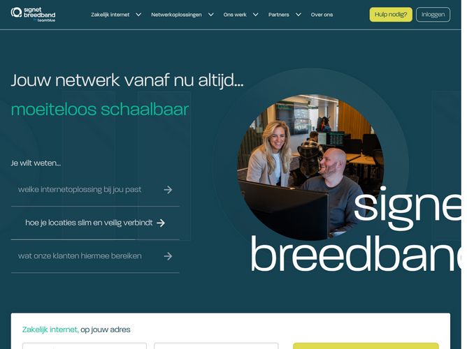 The website screenshot for https://www.signetbreedband.nl