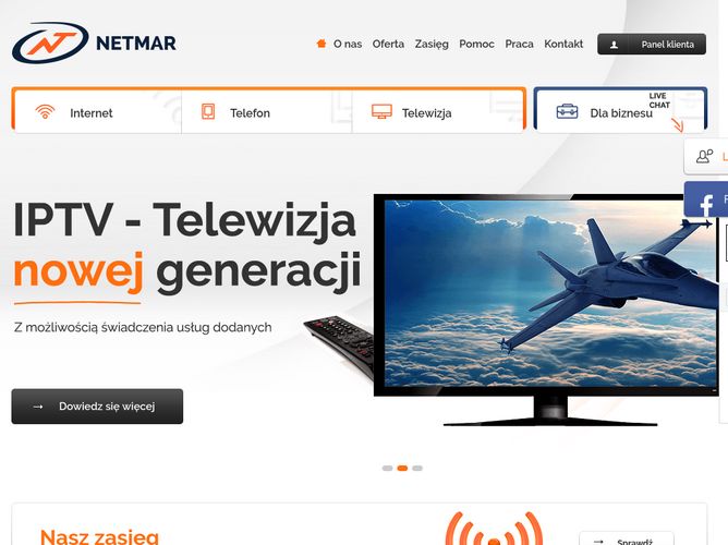 The website screenshot for http://www.netmar.net.pl