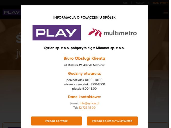 The website screenshot for http://www.syrion.pl