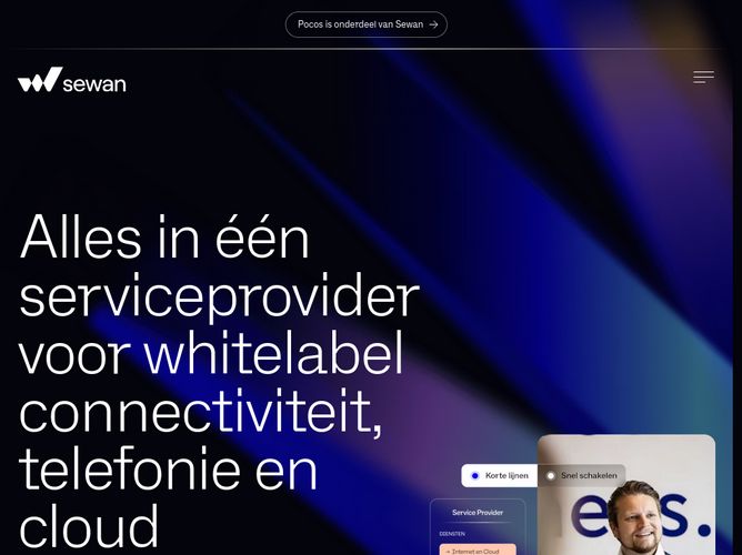 The website screenshot for https://www.sewan.nl/