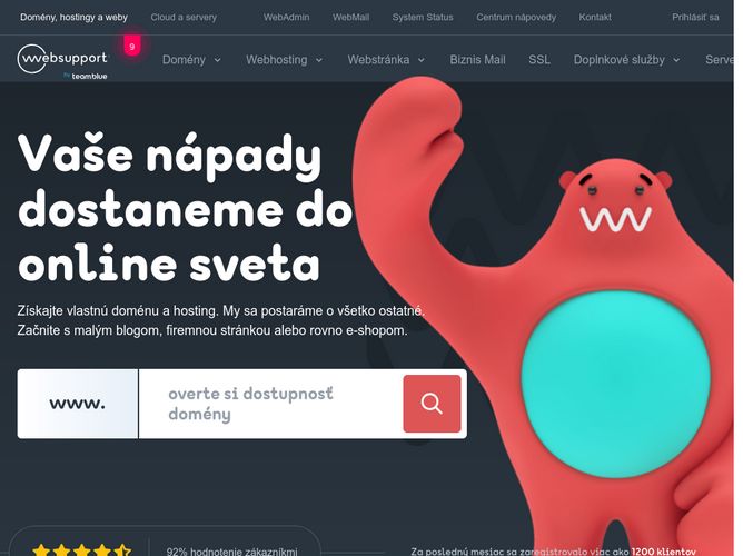The website screenshot for https://www.websupport.sk/