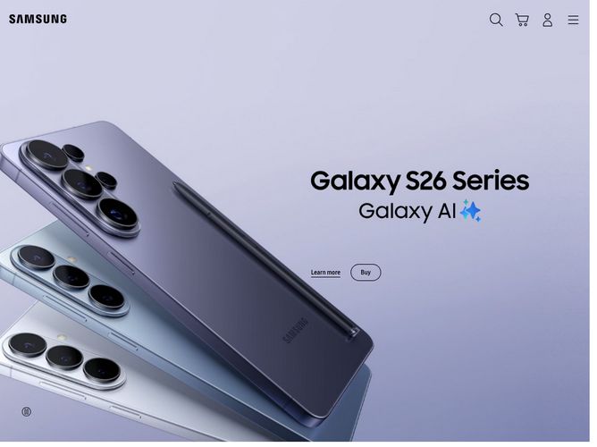 The website screenshot for http://samsung.com