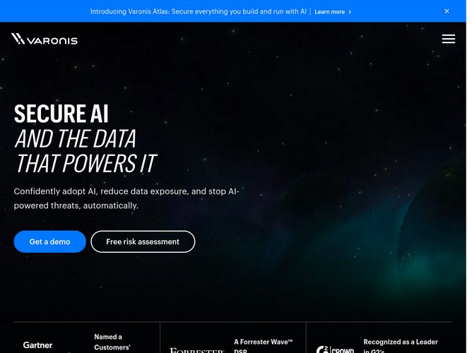The website screenshot for http://varonis.com