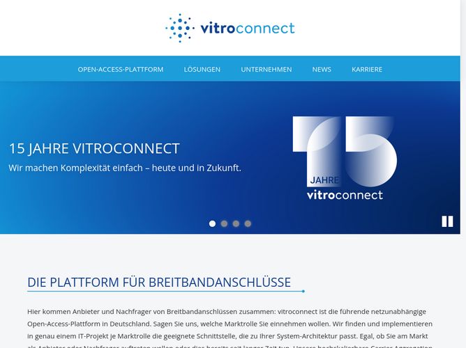 The website screenshot for http://www.vitroconnect.de