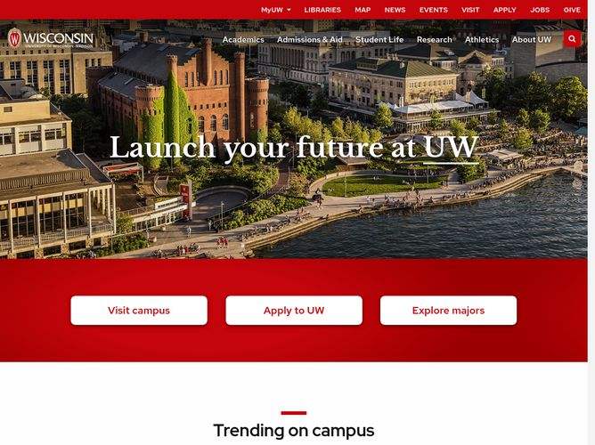 The website screenshot for http://www.wisc.edu