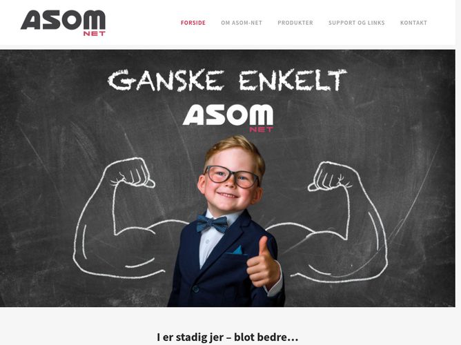 The website screenshot for https://www.asom-net.dk