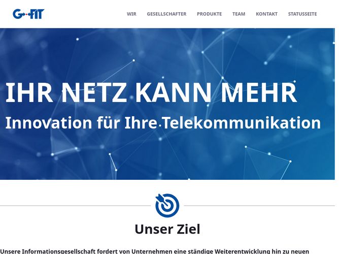 The website screenshot for https://www.g-fit.de/