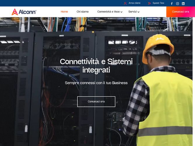The website screenshot for https://www.alconn.it