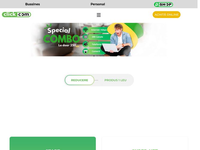The website screenshot for http://clickcom.md
