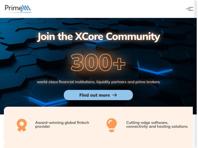 The website screenshot for http://www.primexm.com