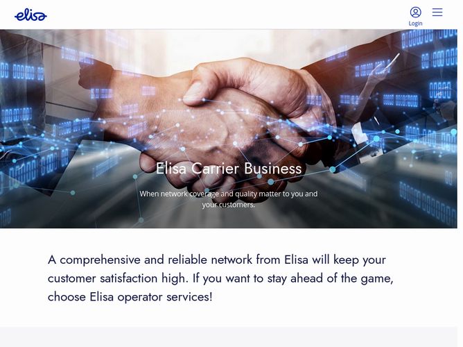 The website screenshot for https://elisa.com/carrierservices/