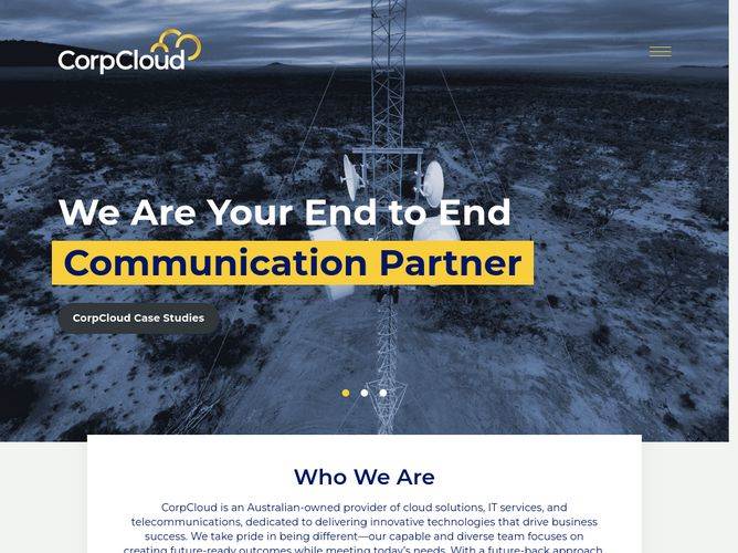 The website screenshot for https://www.corpcloud.com.au