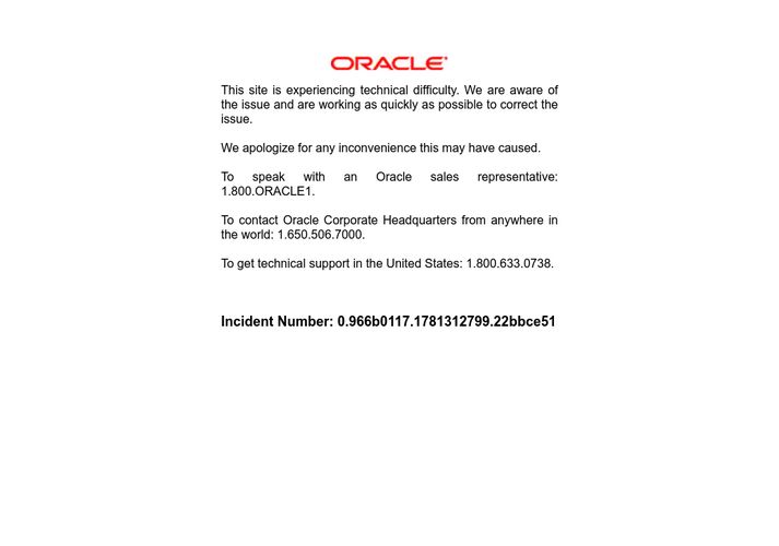 The website screenshot for http://oracle.com