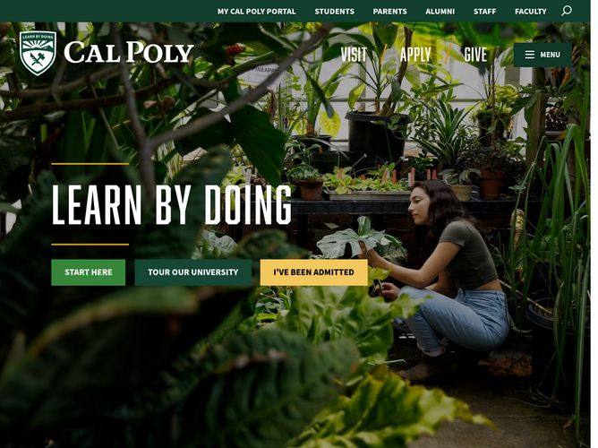 The website screenshot for http://calpoly.edu